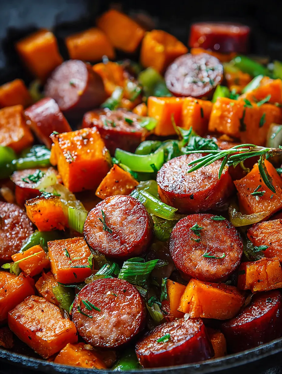 A close up shot of a dish of sausage and carrots on a plate.