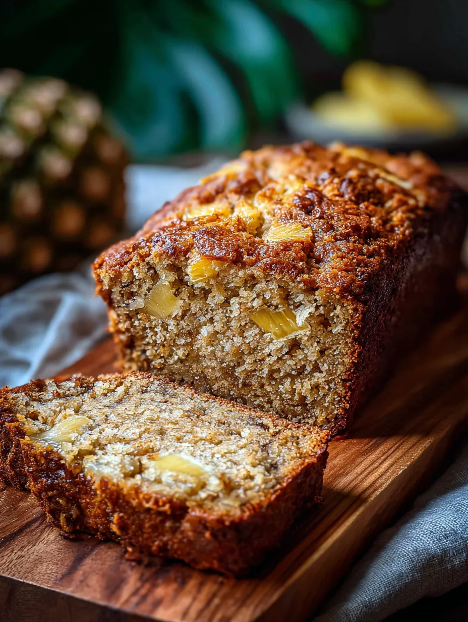 A slice of bread with pineapple sitting on top.