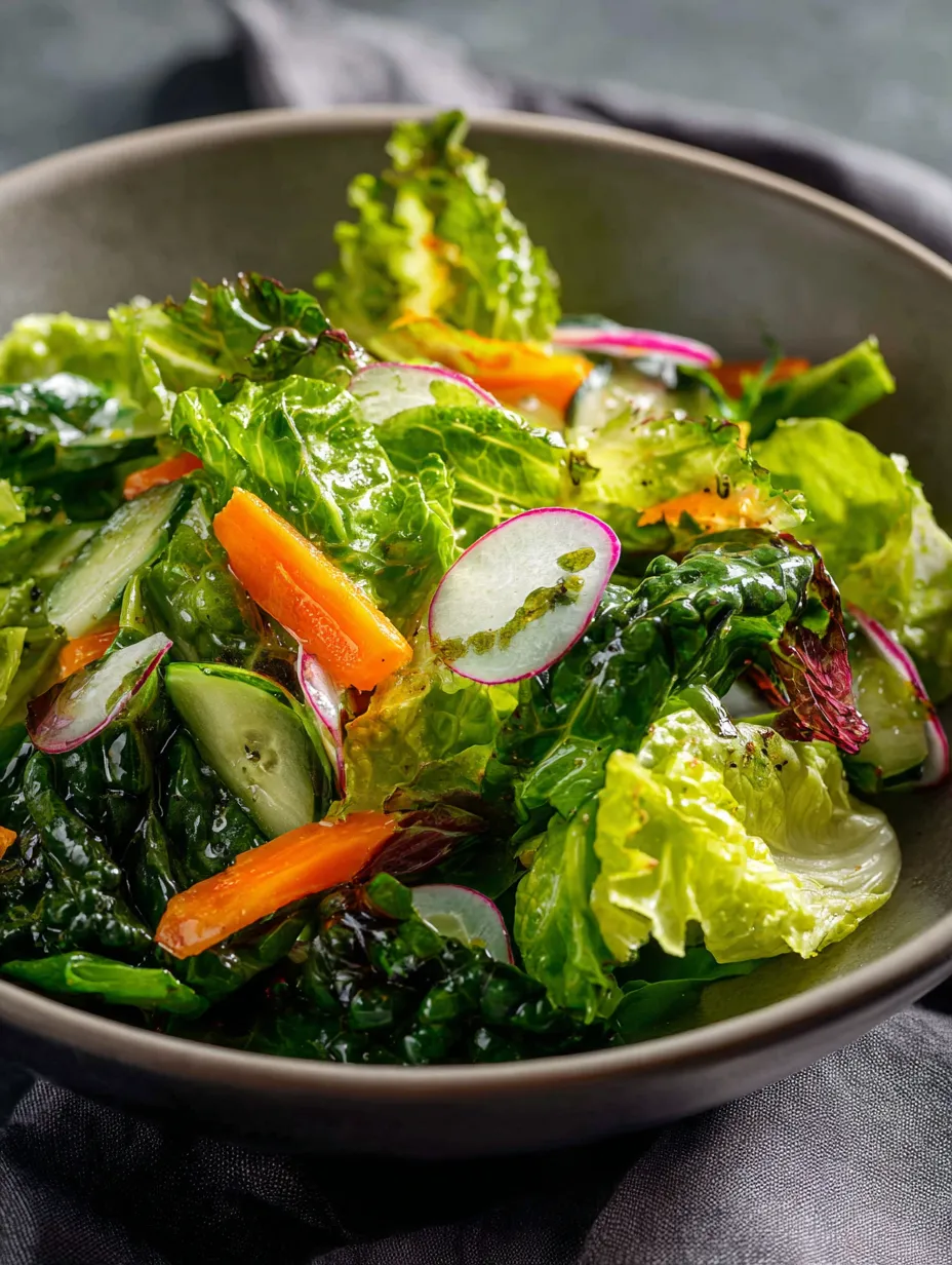 A bowl piled high with lettuce, crunchy carrots, and radishes.
