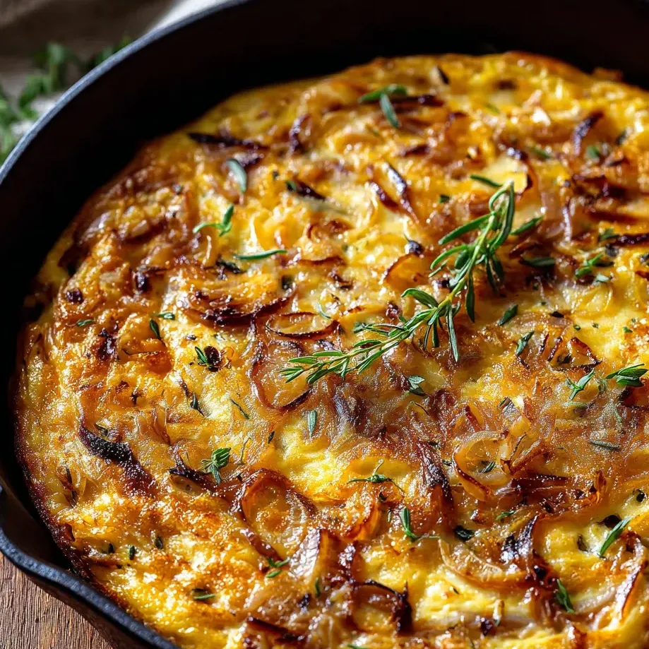 A pan full of onions and scattered herbs, fresh and ready to eat.