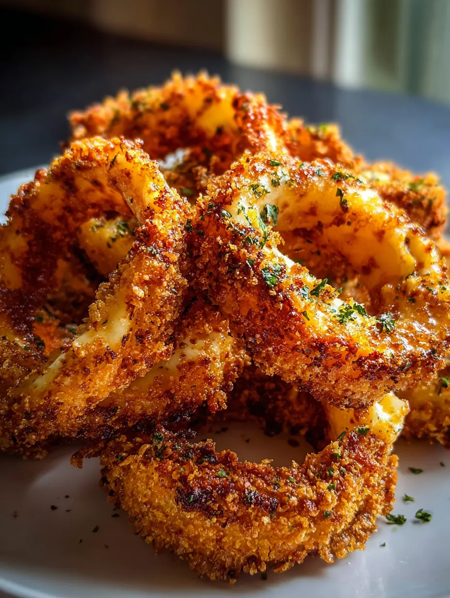 Fried onion rings on a plate.