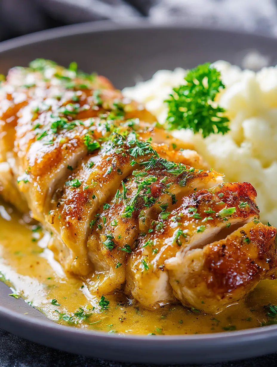 A plate with chicken and potatoes on it.
