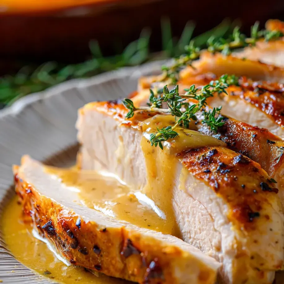 A plate of chicken covered in gravy.