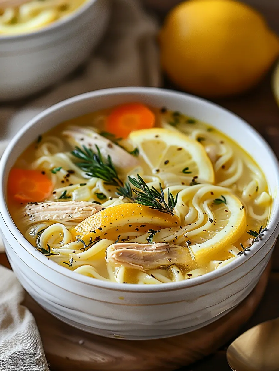 A bowl of soup with lemon and carrots recipe.