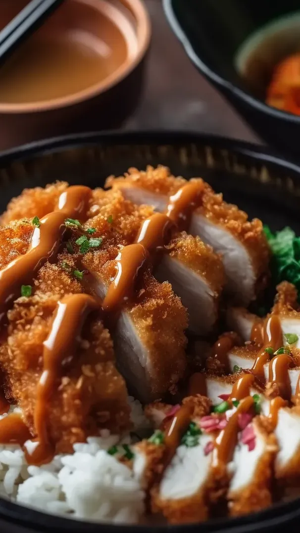 A bowl of food with a brown sauce on top.