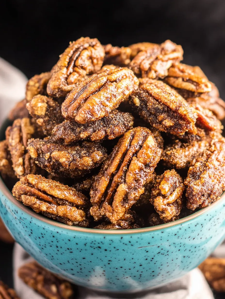 A bowl of pecans with a golden brown color.