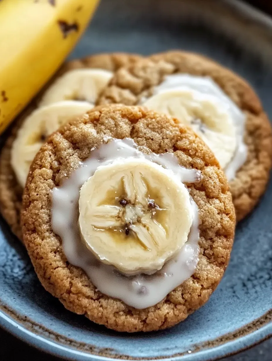 A plate of cookies with bananas on top recipe.