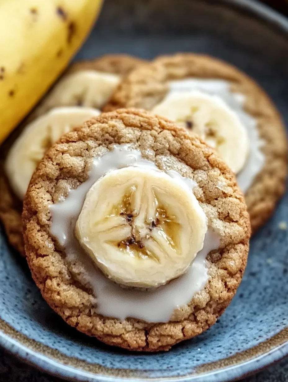 A plate of cookies with bananas on top.
