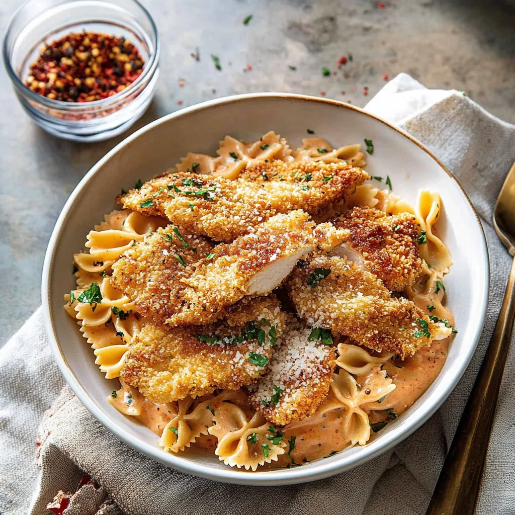 A bowl of chicken with Parmesan cheese.
