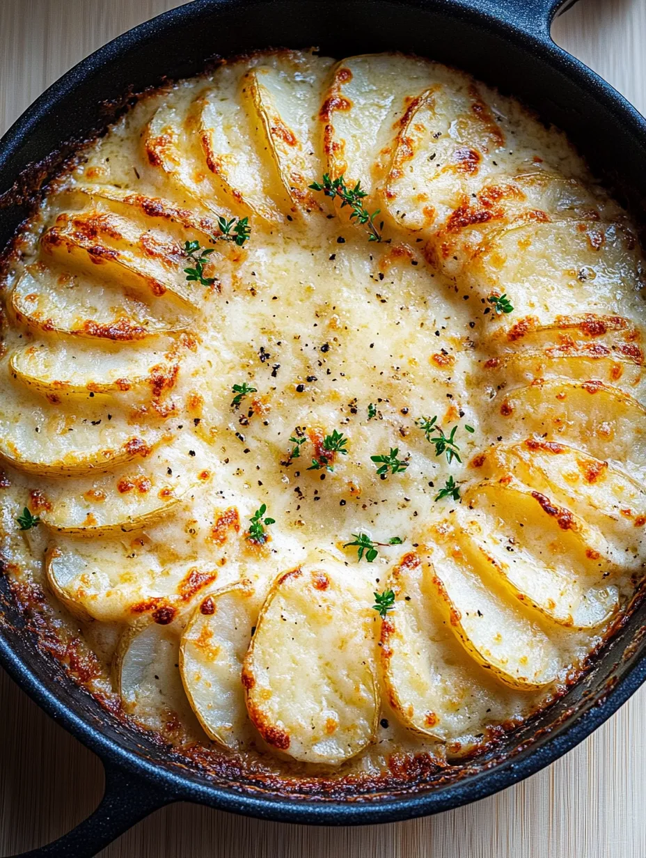 A close up of a delicious potato gratin.