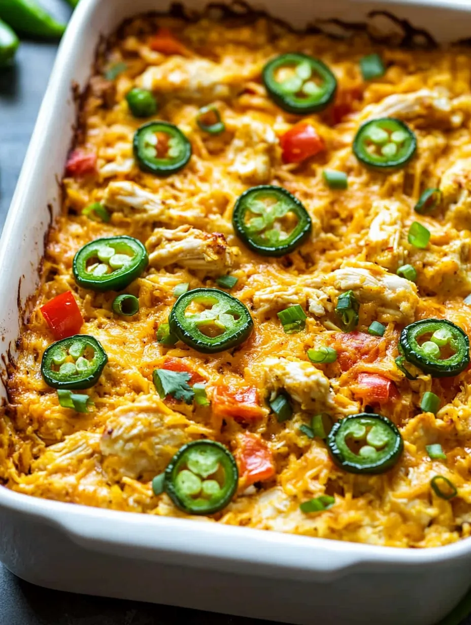 A dish with jalapenos and chicken.