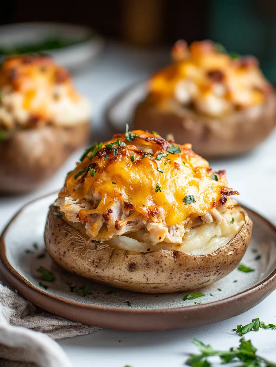 A plate of stuffed potatoes with cheese.