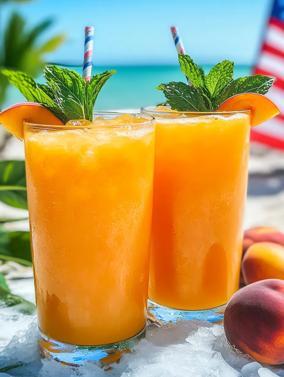 Two glasses of fresh and sweet peach lemonade.