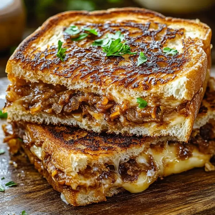 A grilled cheese sandwich with meat in it.
