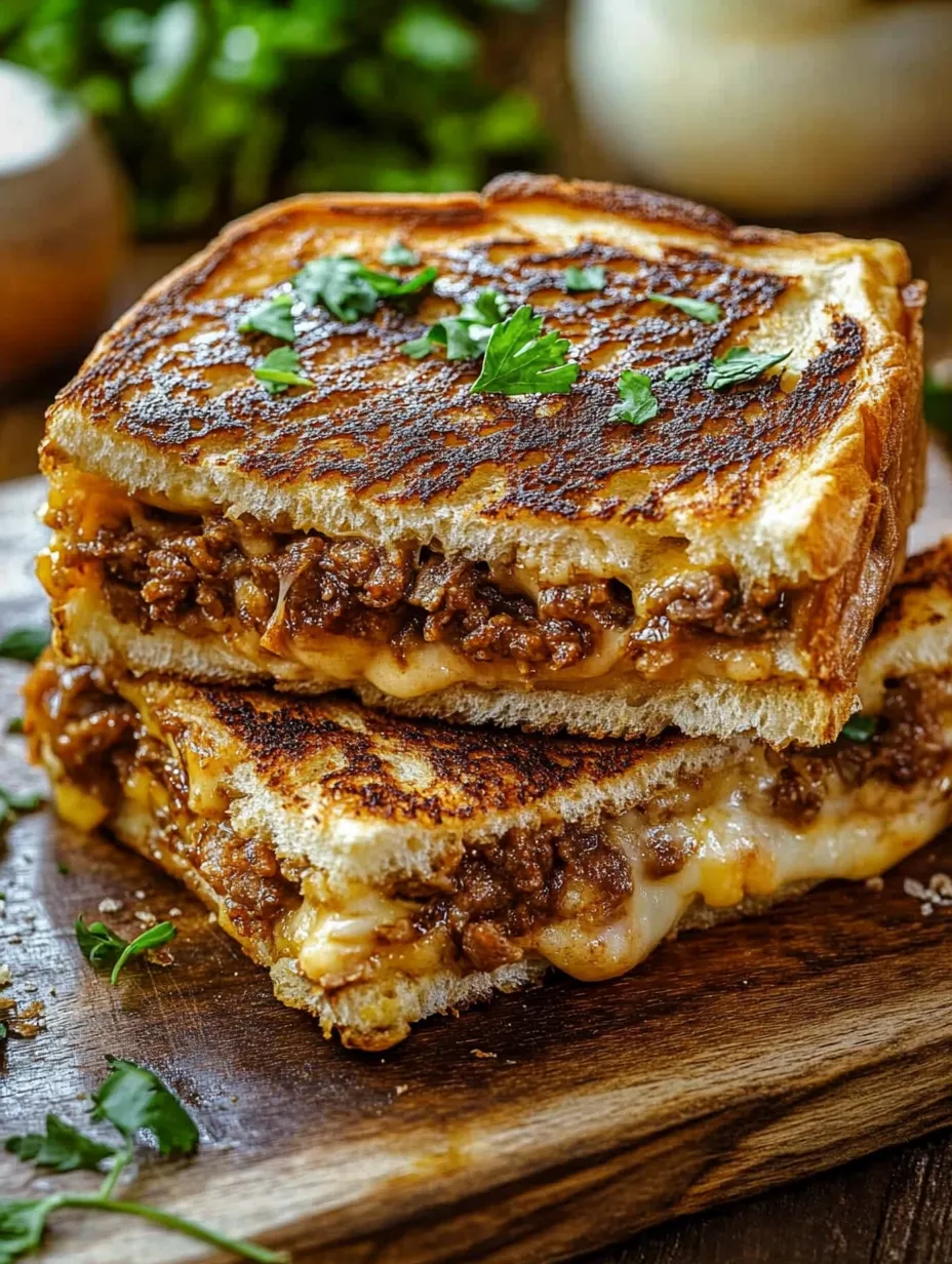 A grilled cheese sandwich with meat in it.