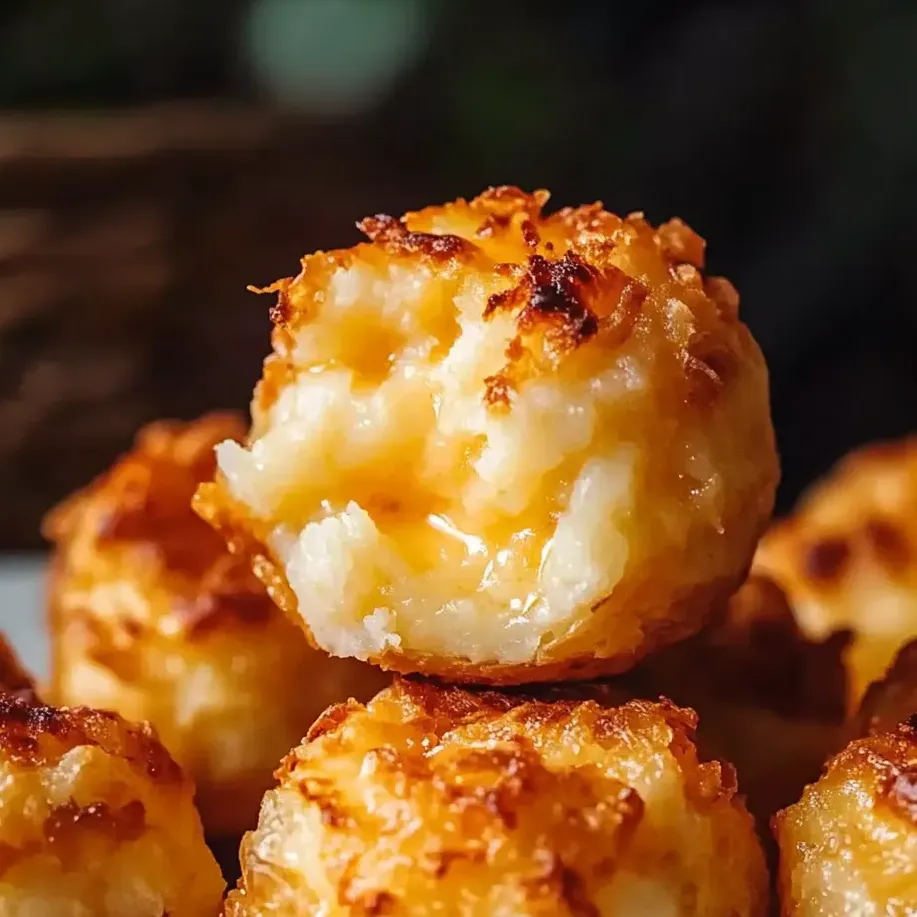 Mashed potato cheese puffs on a plate.