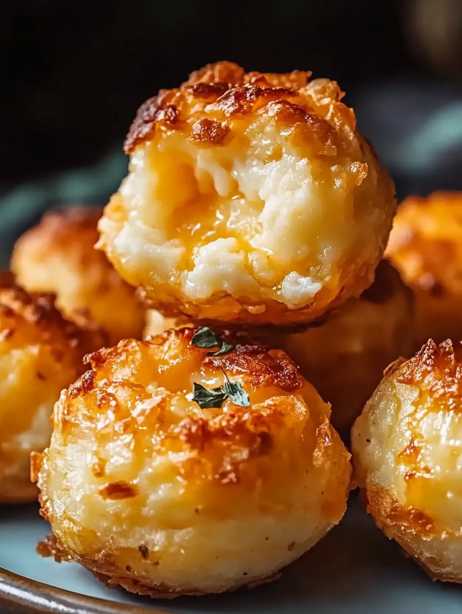 Mashed potato cheese puffs on a plate recipe.