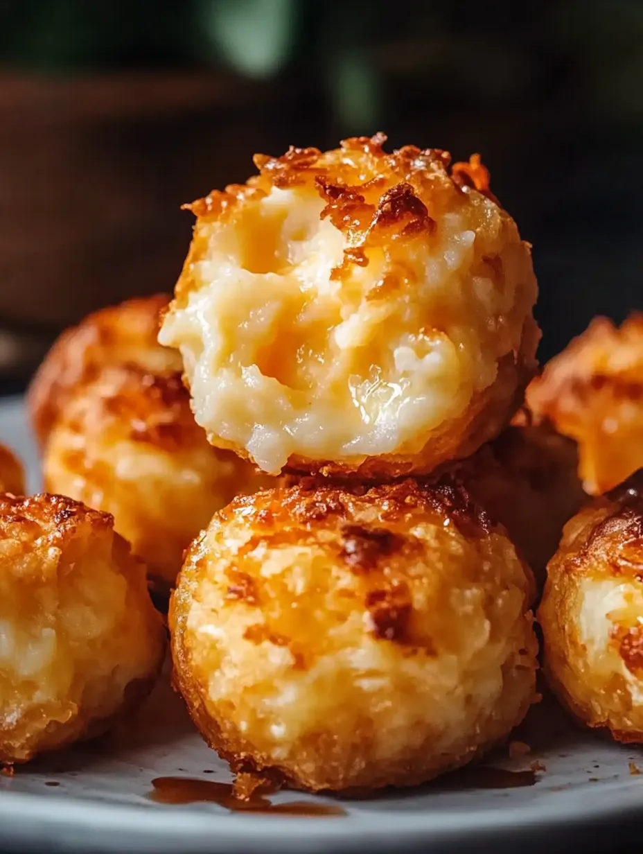 Mashed potato cheese puffs on a plate.