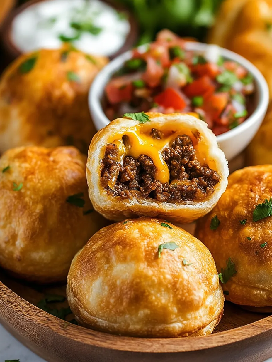 A bowl full of melty taco bombs.