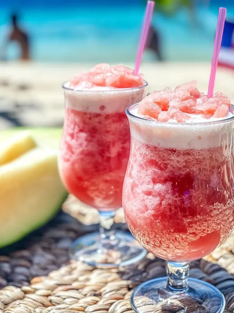 Otai Watermelon Drink shown in two glasses.