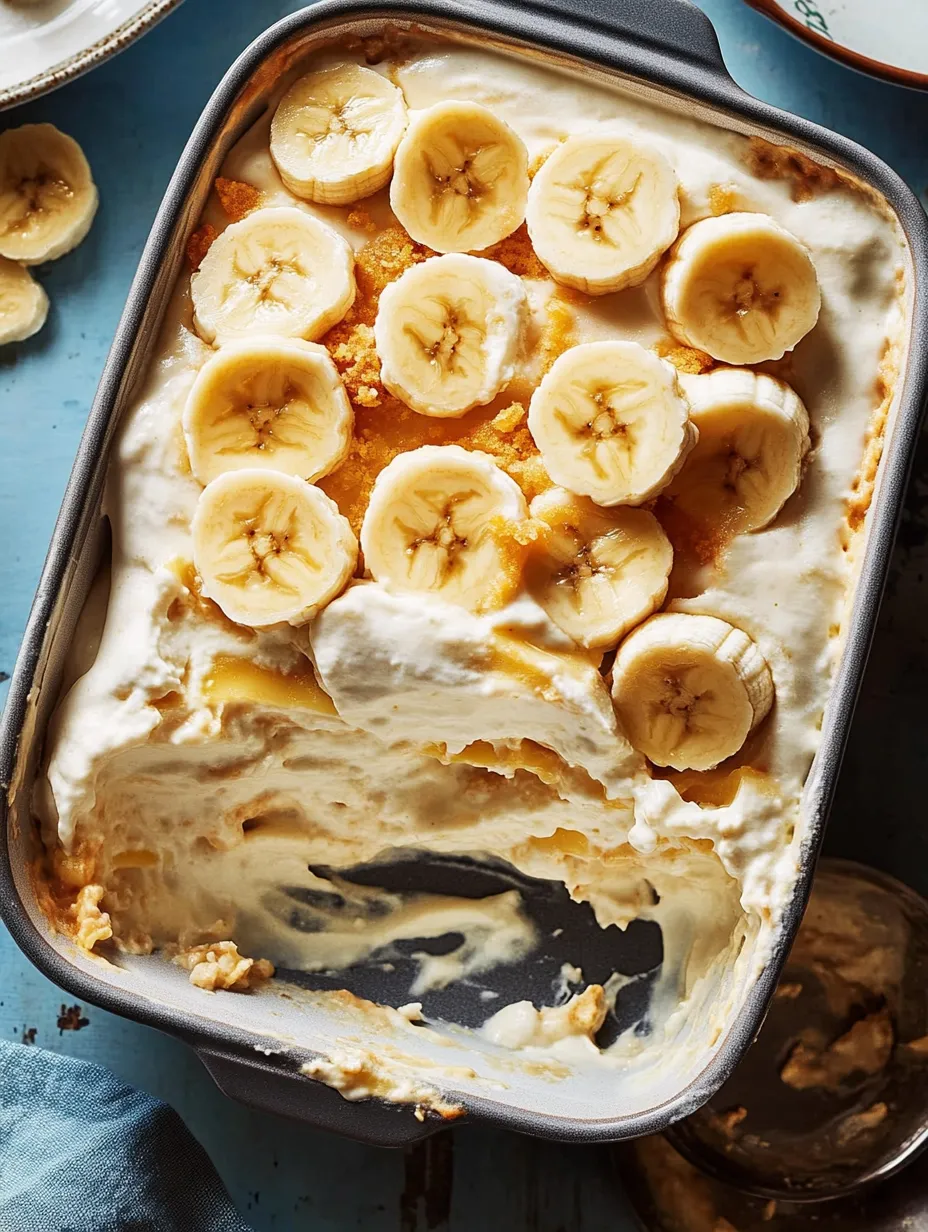 A close up of a banana pudding lasagna delight.