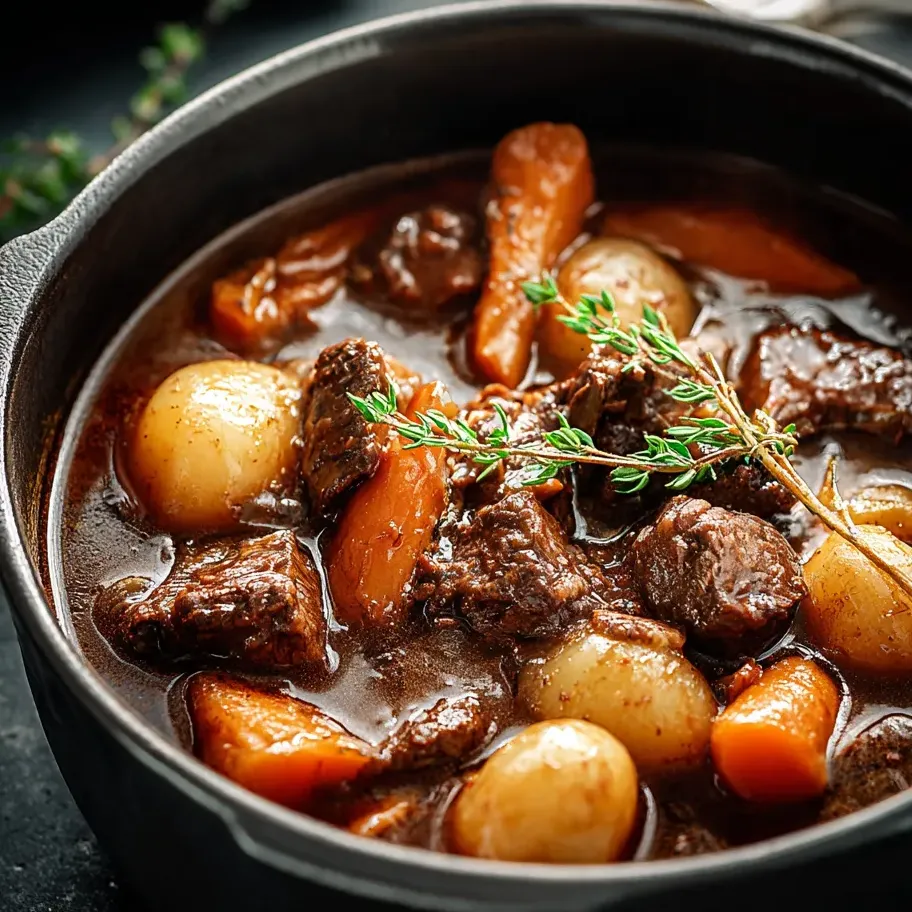 A pot packed with veggies and beef chunks.
