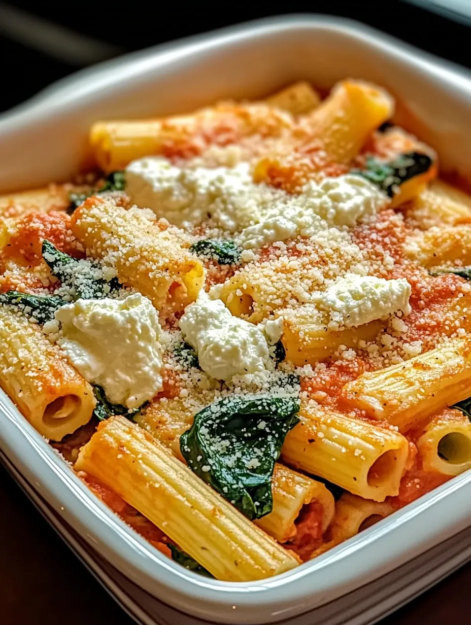 A big bowl of noodles loaded with white cheese and leafy spinach.