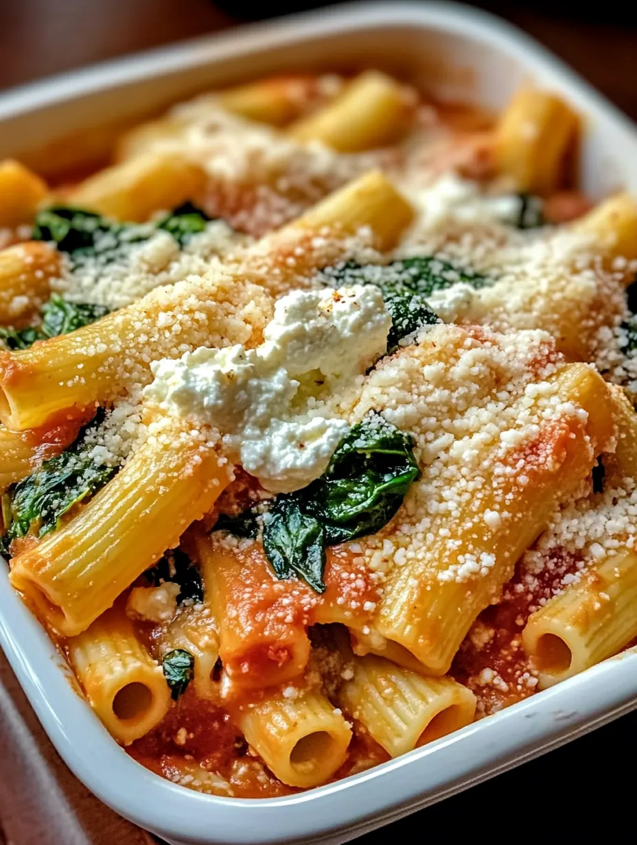 A big bowl of noodles loaded with white cheese and leafy spinach.