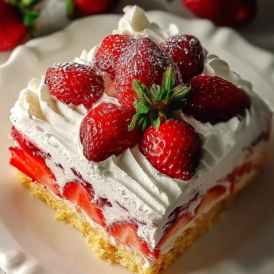 A wedge of strawberry cheesecake hanging out on a plate.
