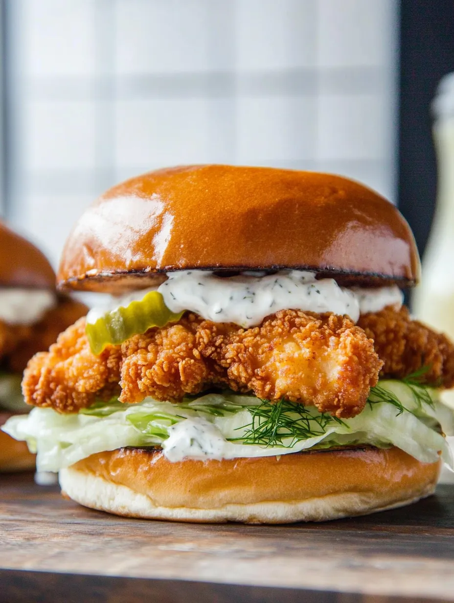 Sandwich piled high with lettuce and creamy sauce.