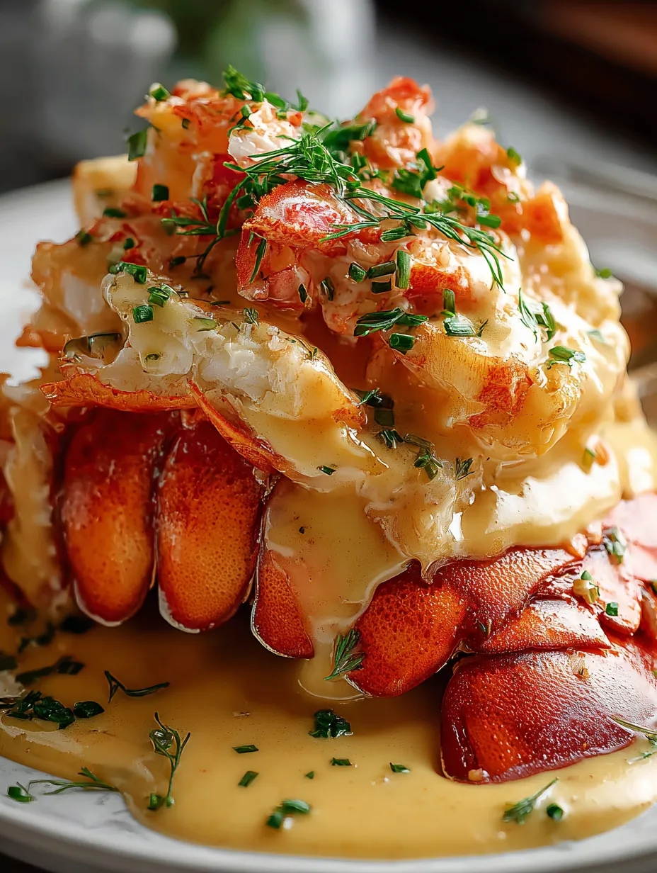 A plate of lobster with sauce.