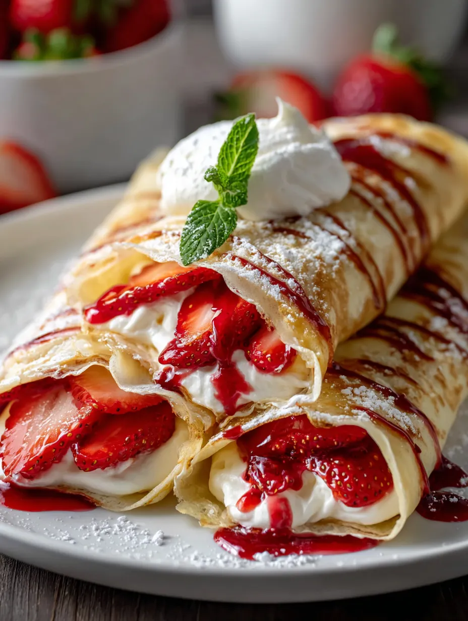 A plate of food with strawberries and whipped cream.