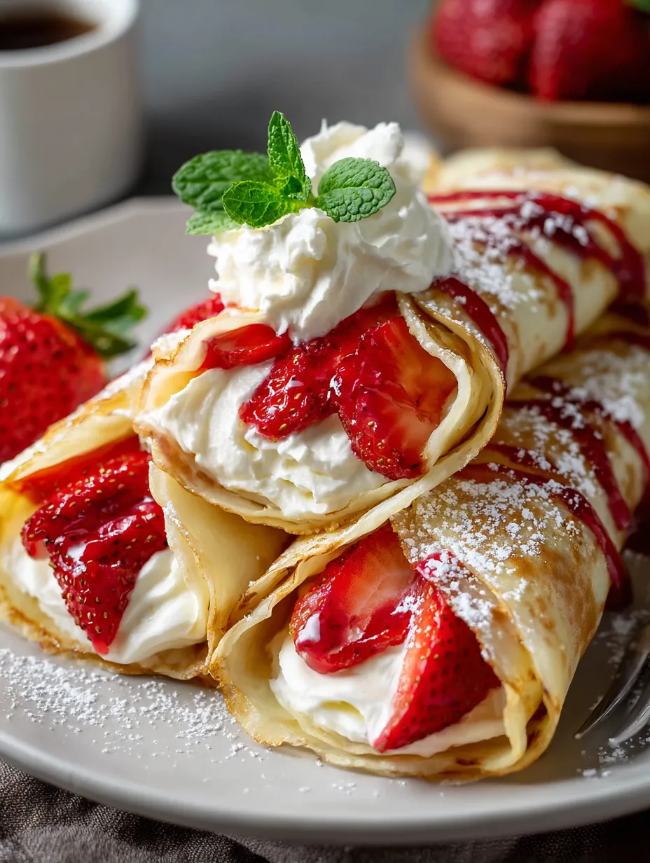 A plate of food with strawberries and whipped cream.