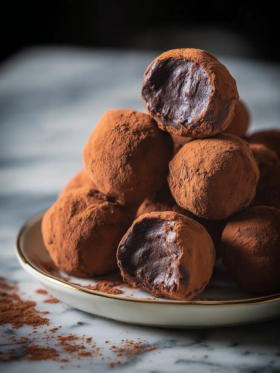 Chocolate balls on a plate.