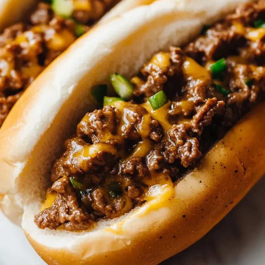 A cheesy beef sandwich bread with meat and cheese.