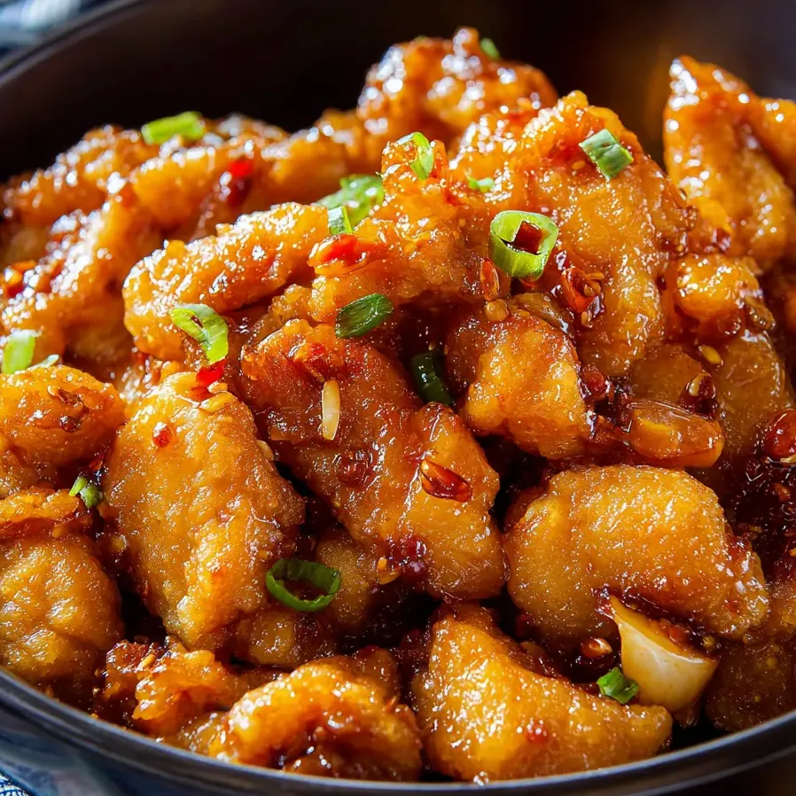 Chicken in a bowl with sliced scallions on top.