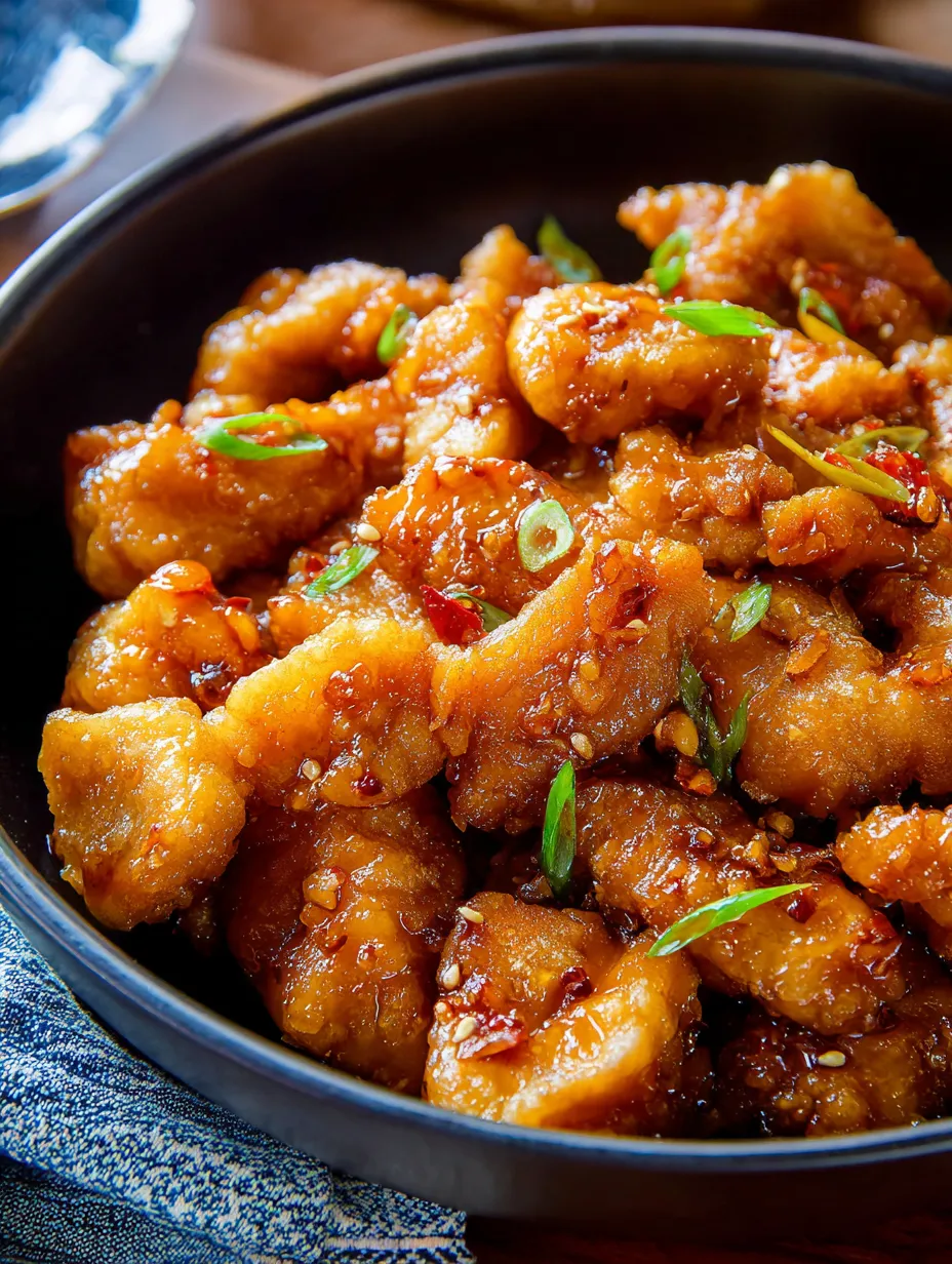 A bowl filled with saucy chicken.