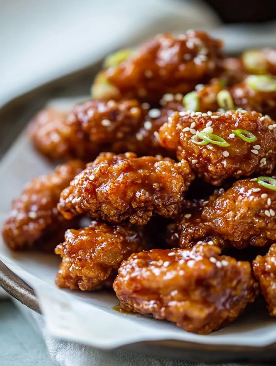 A plateful of saucy chicken wings topped with sesame seeds.