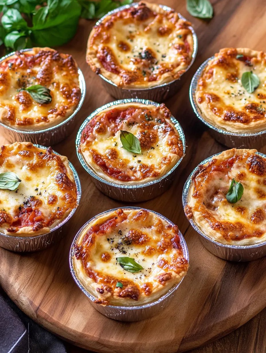 A pan of mini pizzas with spinach and gooey cheese.