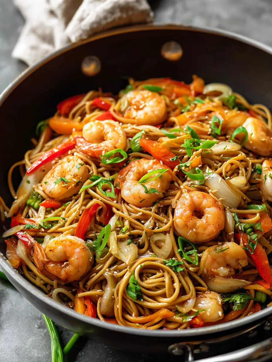 A bowl full of shrimp and colorful vegetables.