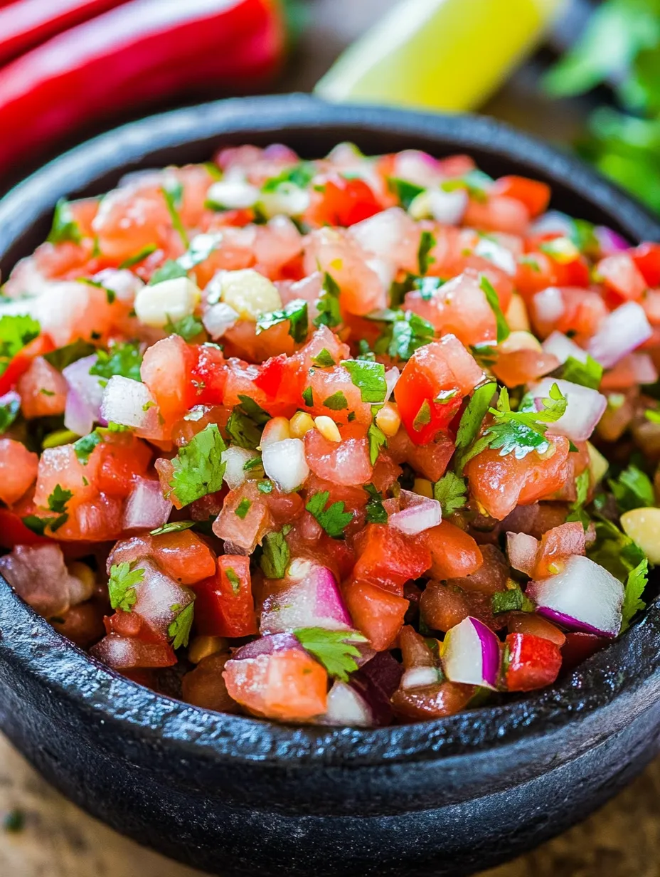 A bowl filled with chopped tomatoes, onions, and cilantro.