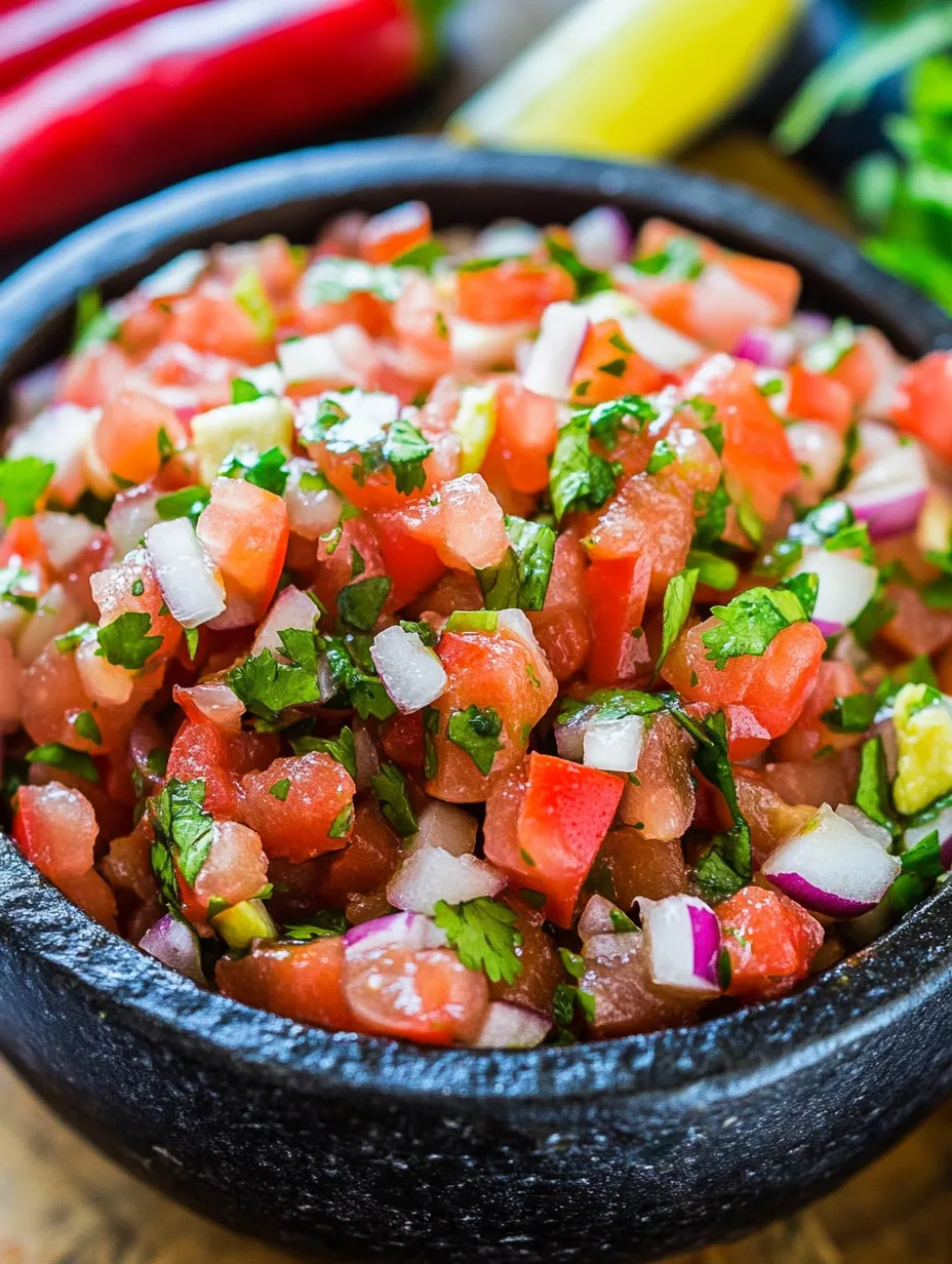 A bowl filled with chopped tomatoes, onions, and cilantro.