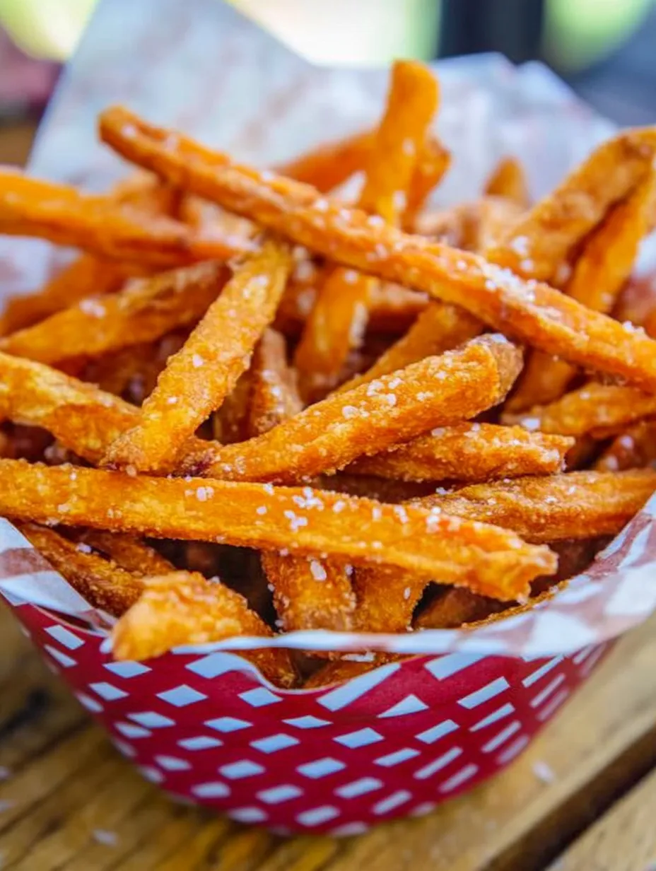 A basket loaded with salty fries.