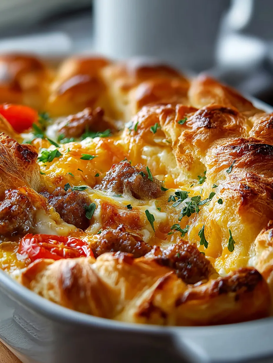 Cheesy, savory baked breakfast ready to serve.
