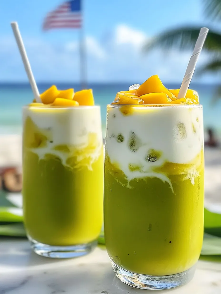 Two glasses of green smoothie.