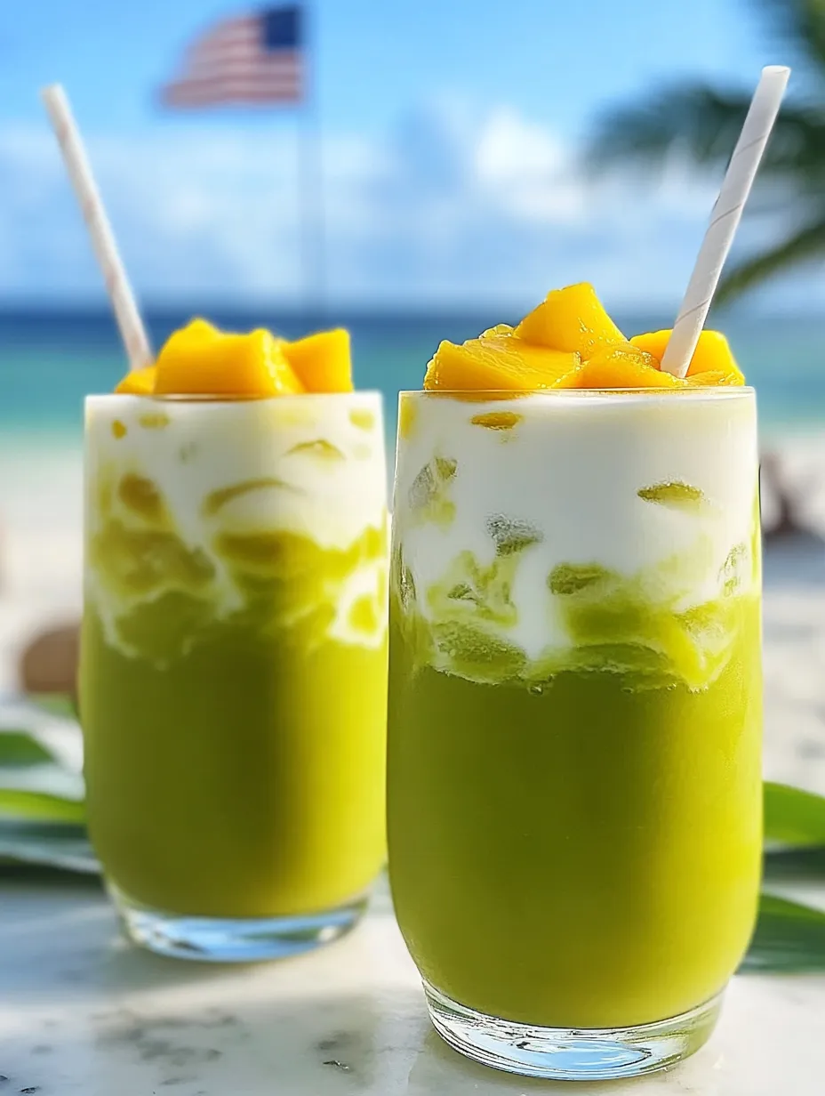 Two glasses of green smoothie.