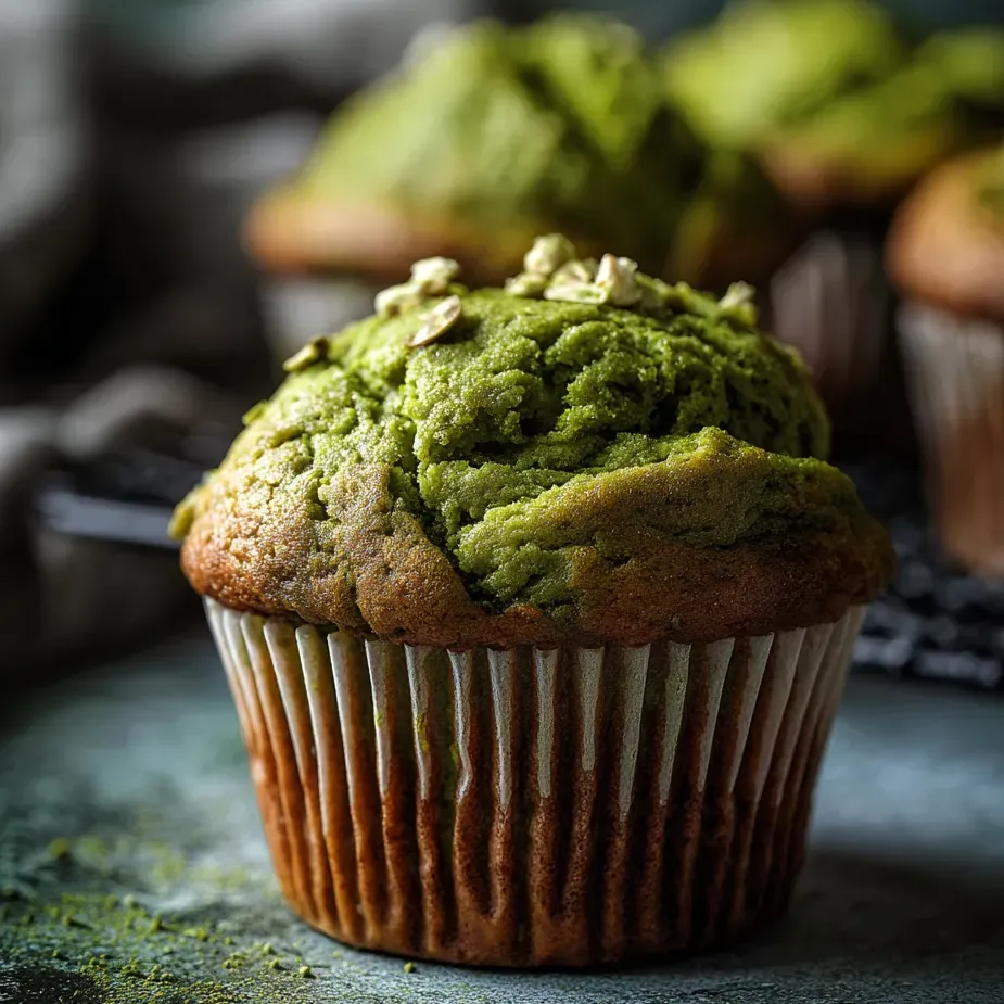 A green-frosted muffin sitting on a plate.
