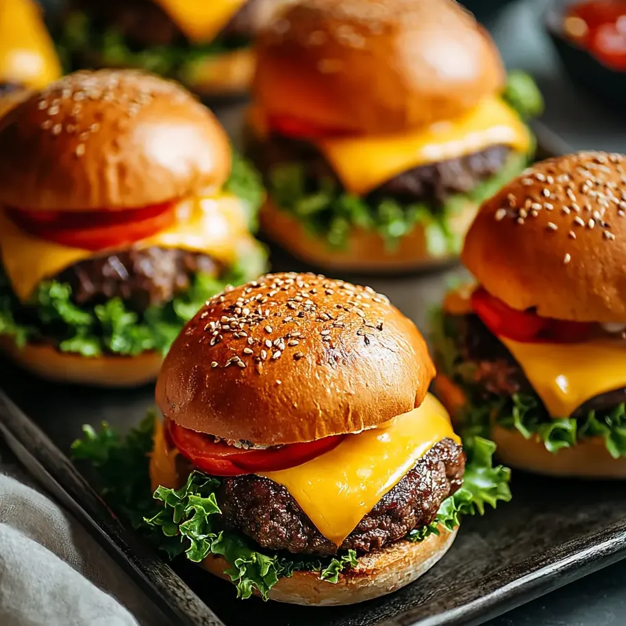 A tray packed with burgers topped with lettuce and tomato.