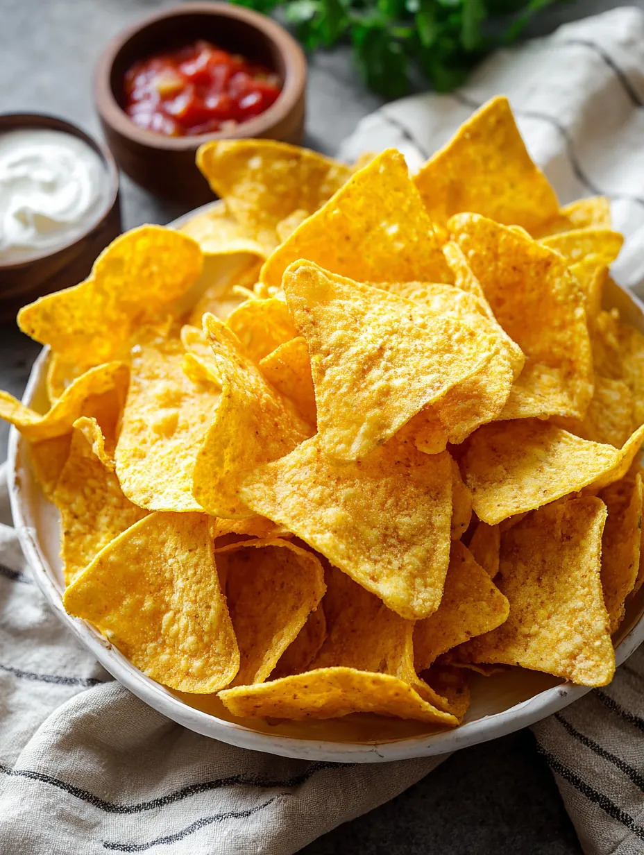 A bowl full of chips with a spoon resting in it.