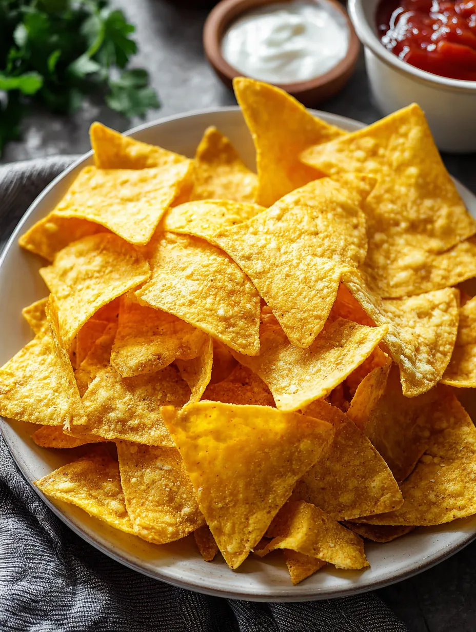 A plate of tortilla chips.
